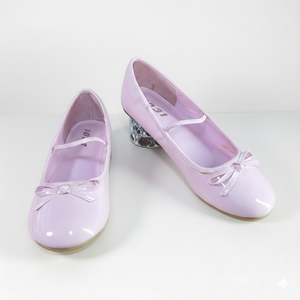 1031 Shoes Size 13/L Girls Dressy Flat Soft Pink Patent Leather Ballet Bow Ankle